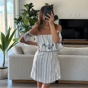 NWT | Express Navy and White Embroidered Dress